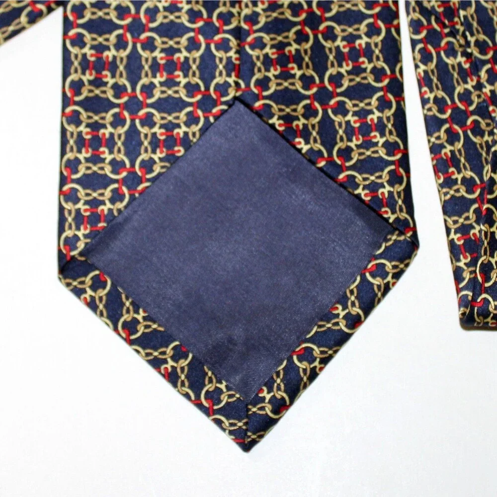 Museum Artifacts Necktie Silk hand made horse bit blue red equestrian